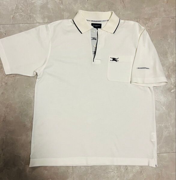 【美品】 BURBERRY GOLF バーバリーゴルフ ポロシャツ 半袖ポロシャツ 半袖 ゴルフウェア ホワイト