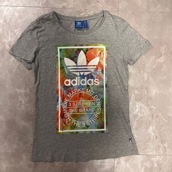 adidas original アディダス ロゴ Tシャツ グレー 半袖Tシャツ 半袖