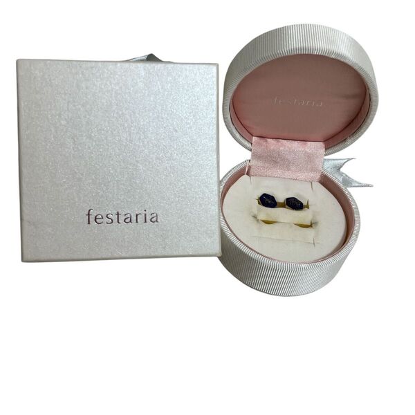 festaria フェスタリア イヤリング 青 紺 ケース付き