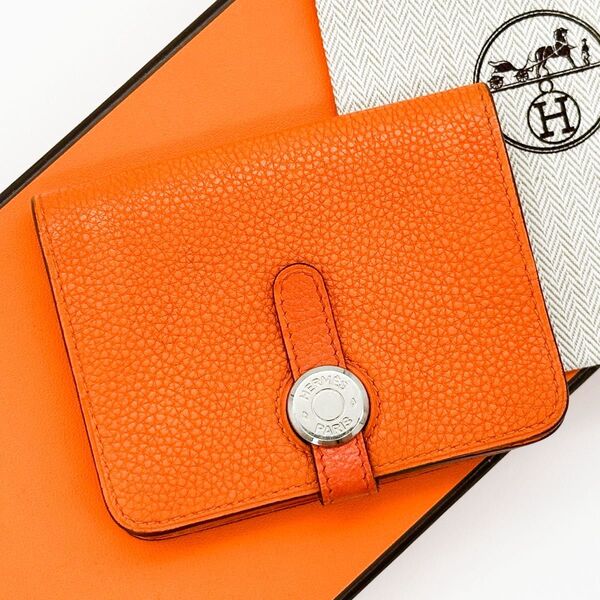 お値下げ不可【極美品】HERMES エルメス ドゴン カードケース オレンジ □L刻印