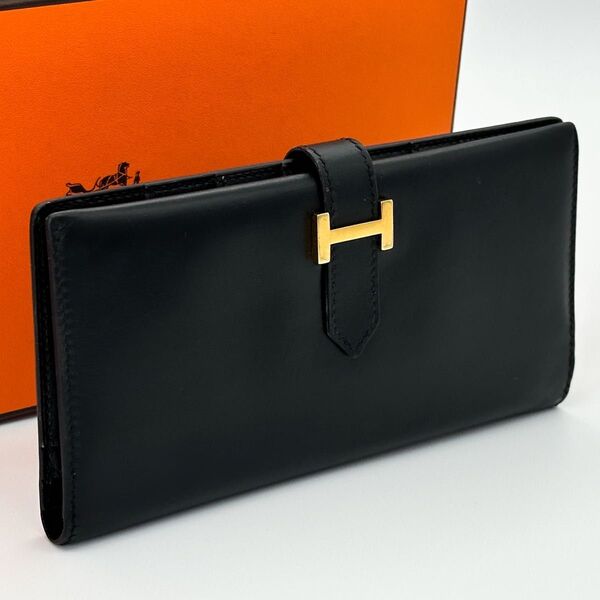 お値下げ不可【極美品】HERMES エルメス べアンクラシック 黒 長財布 □C刻印