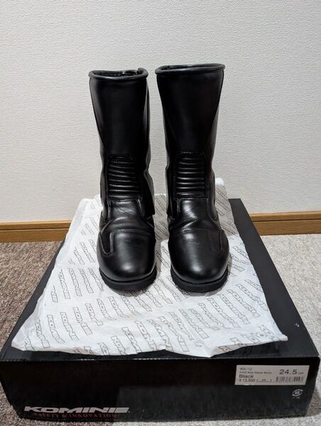 KOMINE K520 ライディングブーツ 24.5cm ブラック サイドファスナー