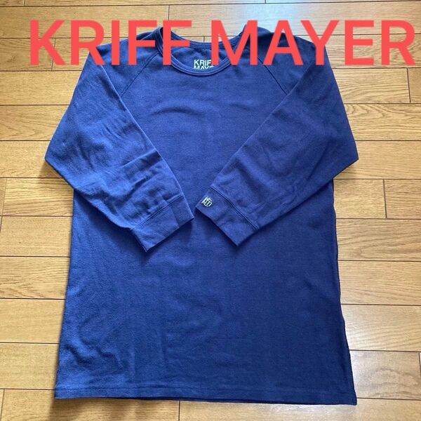 KRIFF MAYER クリフメイヤー 七分袖カットソー 七分袖Tシャツ トップス ラグランスリーブ リップル ネイビー メンズ
