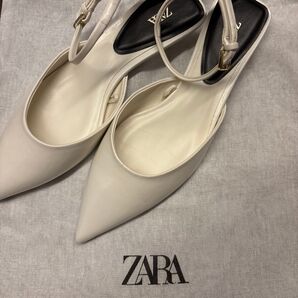ZARA ストラップ付きパンプス オフホワイト 37 24センチ