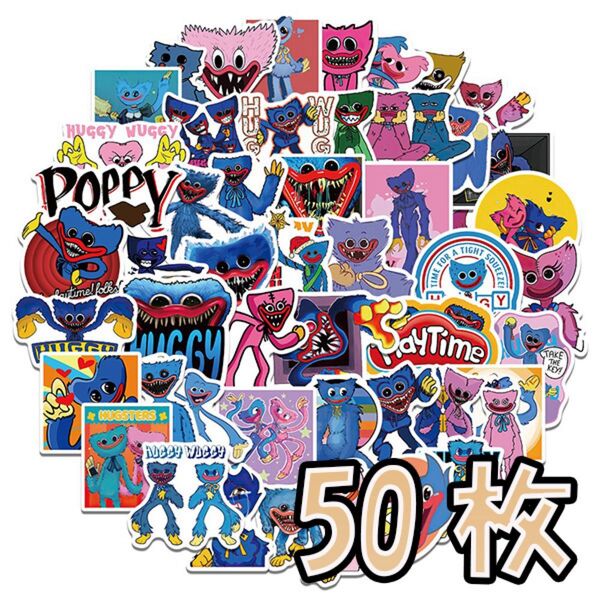 ハギーワギー 防水ステッカー お得50枚 シール ポピー プレイタイム
