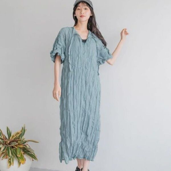 LOWRYS FARM 2WAYシワ加工ワンピース
