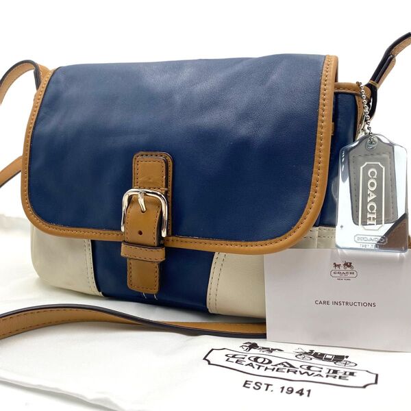 COACH コーチ ショルダーバッグ メッセンジャー ハドレー レザー 斜め掛け 肩掛け クロスボディ バイカラー ベルト