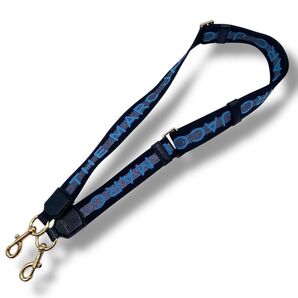 マークジェイコブス MARC JACOBS ショルダーストラップ ロゴ ベルト ブラック ブルー ゴールド金具 ウェビング