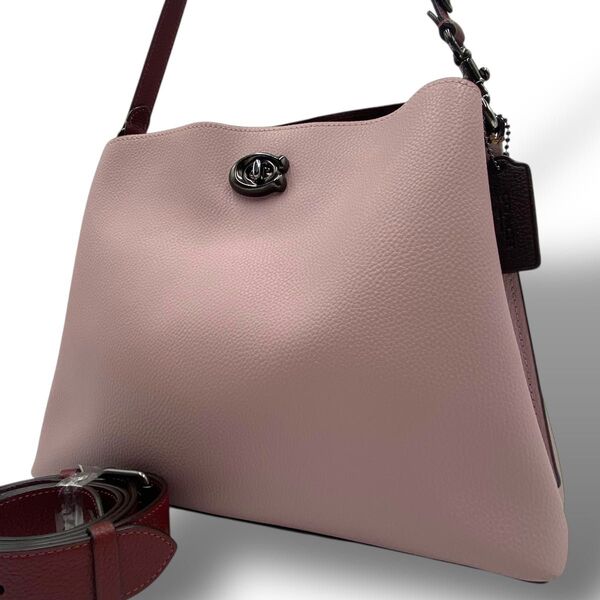 COACH コーチ ウィロウ ショルダーバッグ ハンド 2way レザー ターンロック ピンク