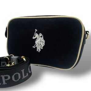 美品◎ U.S.POLOASSN ユーエスポロアッスン ショルダーバッグ 肩掛け 斜め掛け キャンバス ロゴ刺繍 ホースロゴ