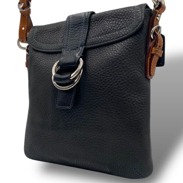 COACH コーチ ショルダーバッグ チェルシー 肩掛け 斜め掛け レザー シボ革 シルバー金具 ブラック 黒