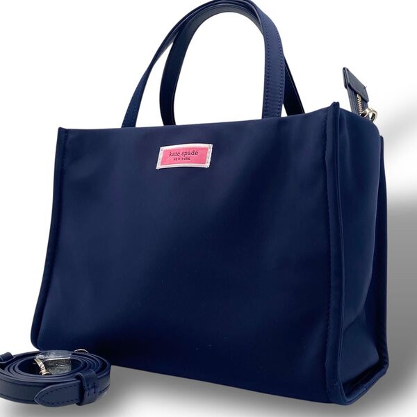 kate spade ケイトスペード サム ナイロン ミニトート ハンド ショルダーバック 2way ネイビー 紺