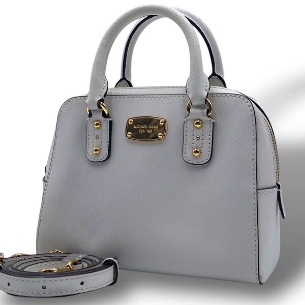 MICHAEL KORS マイケルコース ショルダーバッグ ハンド 2way レザー ゴールド金具 裏地総柄 ホワイト 白