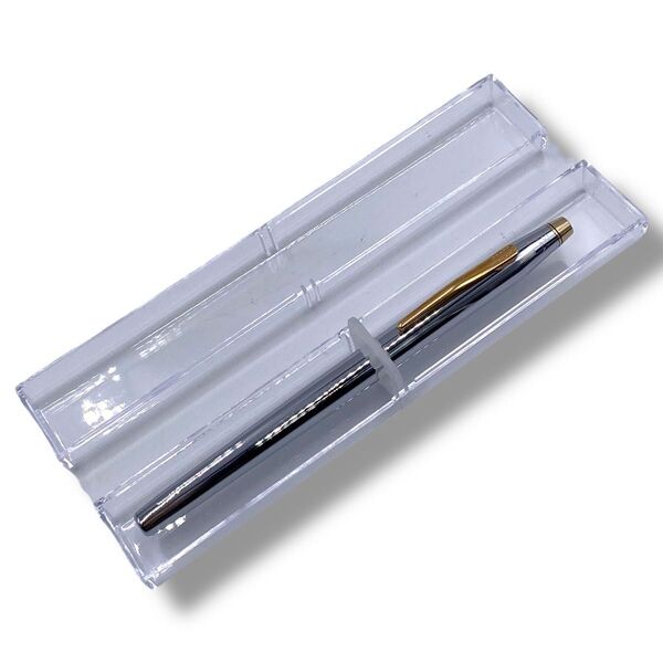 CROSS クロス ボールペン シルバー × ゴールド ロゴ刻印 文房具 筆記用具