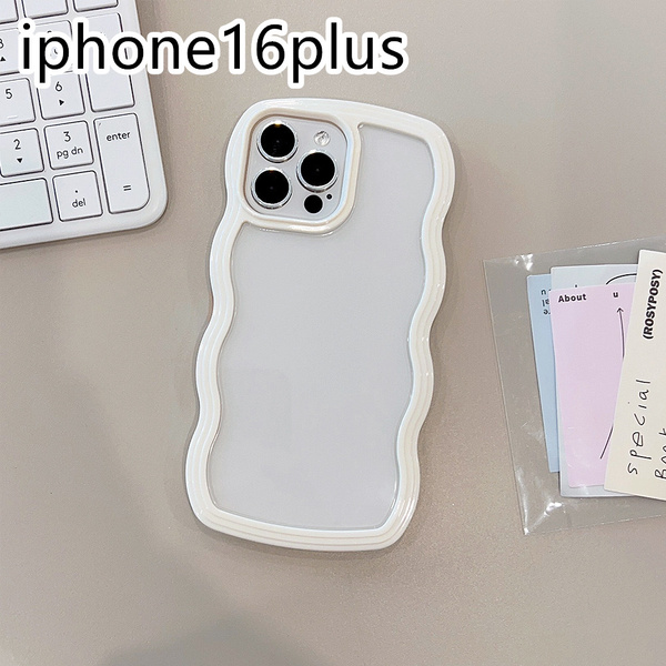 iphone16plusケース カーバー TPU 可愛い 波型 お洒落 軽い ケース 耐衝撃高品質ホワイト12