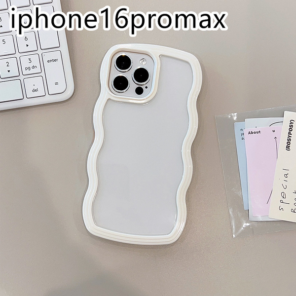 iphone16promaxケース カーバー TPU 可愛い 波型 お洒落 軽い ケース 耐衝撃高品質ホワイト1cf