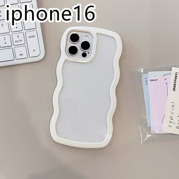 iphone16ケース カーバー TPU 可愛い 波型 お洒落 軽い ケース 耐衝撃高品質ホワイト1cs