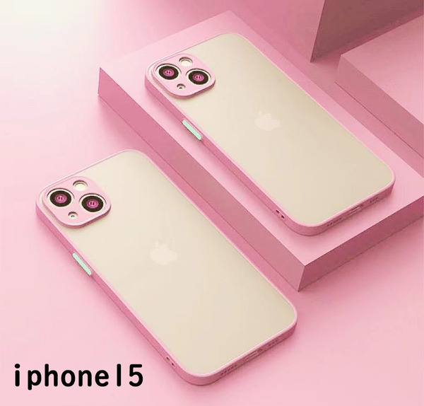 iphone15ケース カーバー TPU 可愛い 韓国 お洒落 マット ピンク 軽量 ケース 耐衝撃 高品質162
