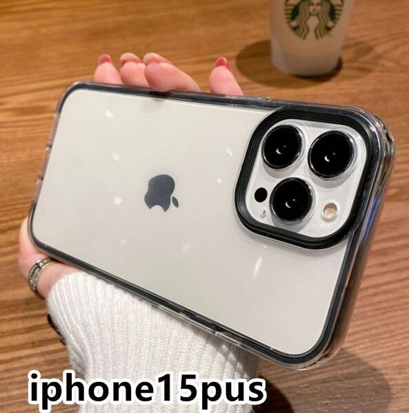 iphone15plusケース カーバー TPU 可愛い お洒落 韓国 ブラック 軽量 ケース 耐衝撃 661