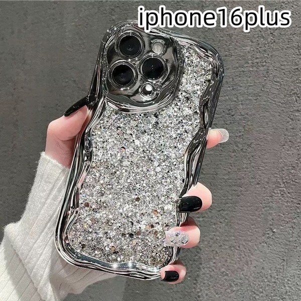 iphone16plusケース カーバー キラキラ お洒落 韓国 軽量 ケース 耐衝撃 高品質 シルバーZ1