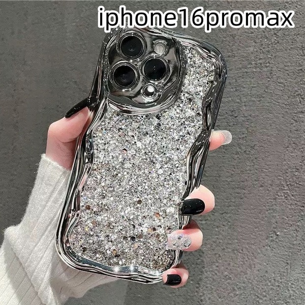 iphone16promxケース カーバー キラキラ お洒落 韓国 軽量 ケース 耐衝撃 高品質 シルバーZ1