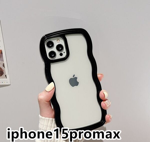 iphone15promaxケース カーバー TPU 可愛い お洒落 韓国 ブラック 軽量 ケース 耐衝撃 661