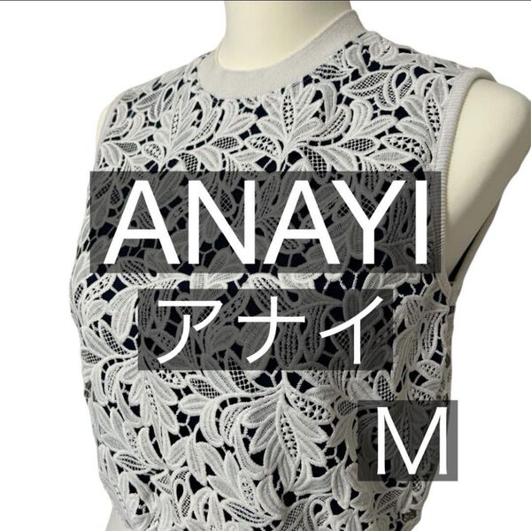 ANAYI アナイ レース ベスト リーフケミカルレース リブプルオーバー ノースリーブ