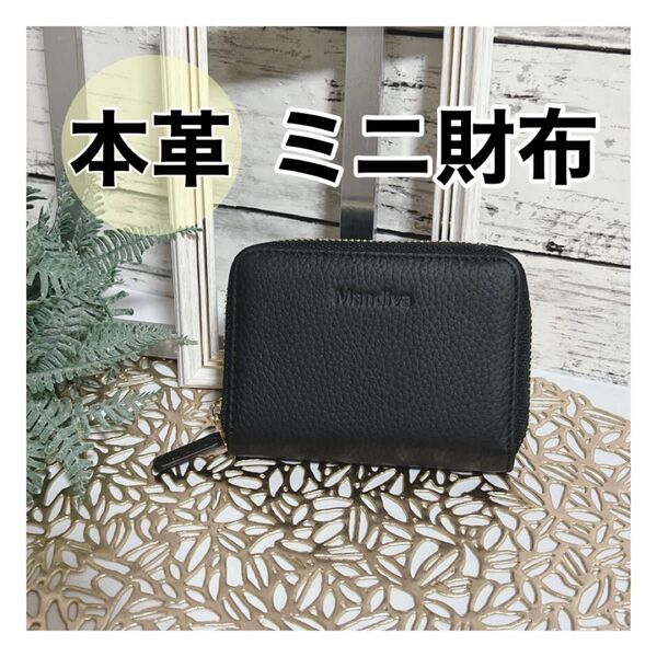 新品 ミニ財布 財布 二つ折り 本革 ブラック 黒 レディース じゃばら 本革 スキミング防止