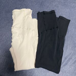 マタニティリブレギンス 白黒 2枚セット M ユニクロ
