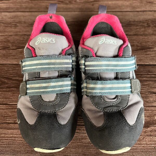 asics キッズスニーカー マジックテープ グレー ピンク