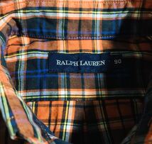 ☆ラルフローレン☆長袖シャツ☆サイズ90 RALPH LAUREN ボタンダウンシャツ チェック柄 ネイビー×オレンジ×ホワイト キッズ 子供_画像3