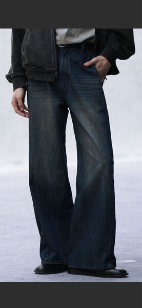 WYM CURVED FLARE DENIM SLACKS