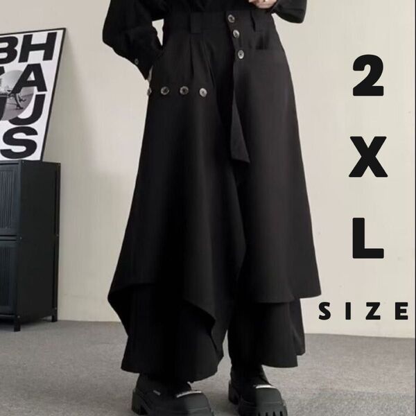 アシメ 袴パンツ スカートパンツ ガウチョ モード ゴスロリ ブラック パンツ