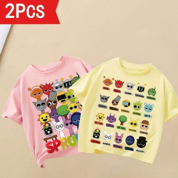 スプランキー SPRUNKI Tシャツ 子供服 キッズ 2枚セット 半袖 半袖Tシャツ
