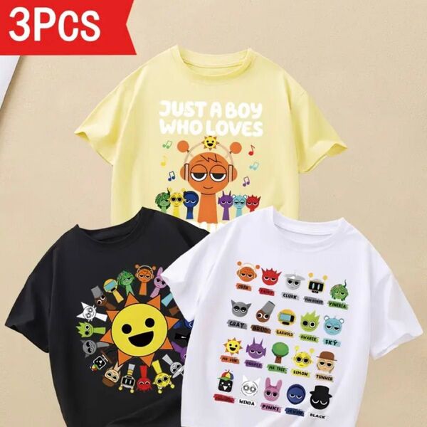 スプランキー SPRUNKI Tシャツ 子供服 キッズ 3枚セット 半袖 半袖Tシャツ