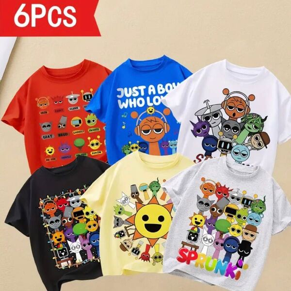 スプランキー SPRUNKI Tシャツ 子供服 キッズ 6枚セット 半袖 半袖Tシャツ