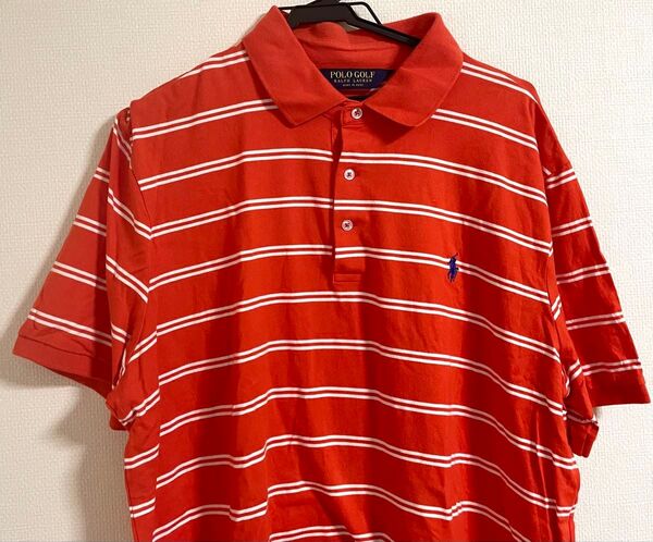 Polo Ralph Lauren 半袖ポロシャツ オレンジ ゴルフ 大きいサイズ 古着 ゴルフ ボーダー ラルフローレン XL