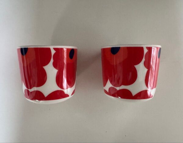 【新品未使用・箱付き】marimekko UNIKKO マリメッコ ウニッコ レッド ラテマグ2個セット