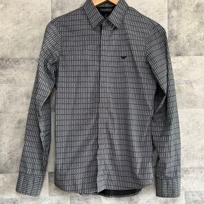 美品 EMPORIO ARMANI エンポリオアルマーニ 長袖シャツ シャツ 総柄ブランドロゴ