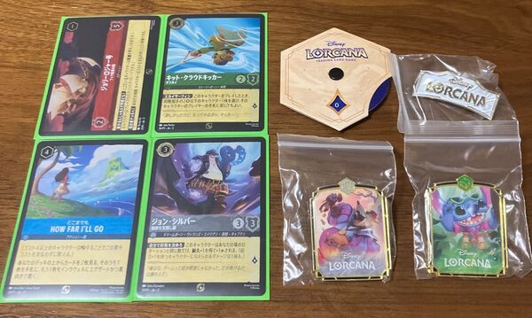 ディズニーロルカナ 三弾プロモカード、ロアカウンター、ピンバッジ