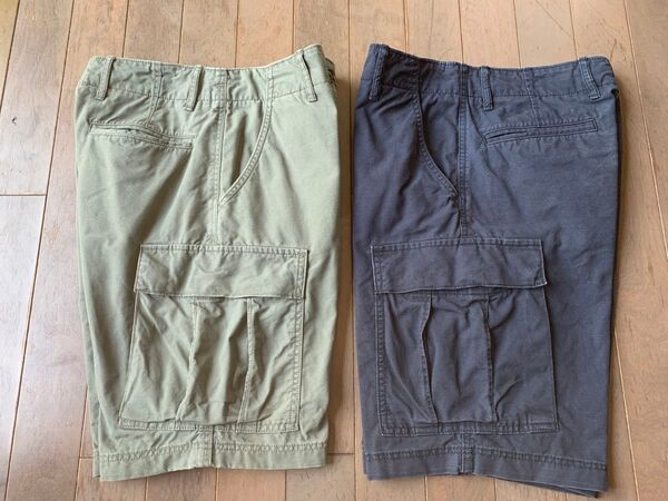 カーゴ ショート ハーフ パンツ2枚組 ネイビー カーキ ユニクロ ボーイズ ボトムス チノパン