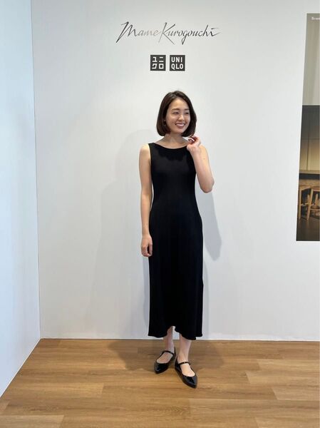 UNIQLO ユニクロ mame kurogouchi マメクロゴウチ 3Dニットリブワンピース(ノースリーブ) ブラック S
