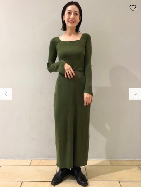 UNIQLO ユニクロ mamekurogochi マメクロゴウチ 3Dリブスクエアネックセーター(長袖) オリーブ M
