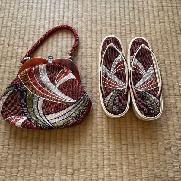 ビーズバッグと草履セット