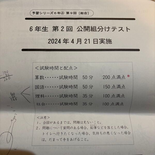 早稲田アカデミー 四谷大塚 組分けテスト