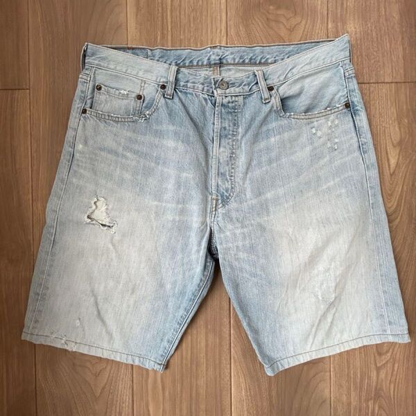 週末限定価格 Levi's デニムショートパンツ ダメージ加工 ライトブルー ハーフパンツ 半ズボン ジーンズ デニム リーバイス