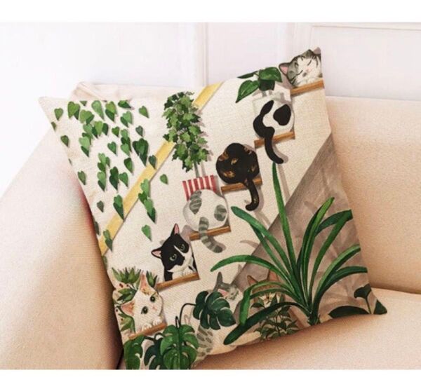 新品 クッションカバー 多種猫 45×45cm 猫柄 猫クッションカバー カバー 猫 クッションカバー猫 猫グッズ
