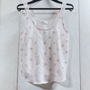 極美品Abercrombie&fitch(アバクロ)スパンコールオーガンジーキャミソール