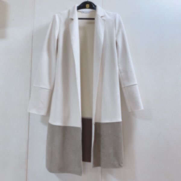 極美品!ZARA(ザラ)オフホワイトロングジャケットコート