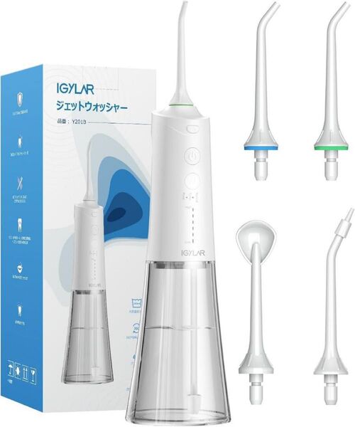 口腔洗浄器 ジェットウォッシャー コードレス 充電式 防水 替えノズル4本付き